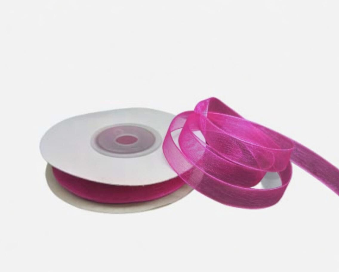 10 mm Organze Tül Kurdele 22 Metre Fuşya Pembe