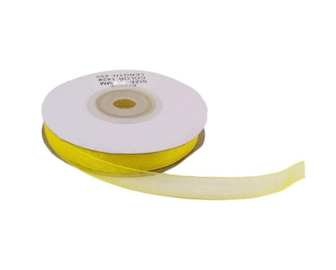 10 mm Organze Tül Kurdele 22 Metre Sarı
