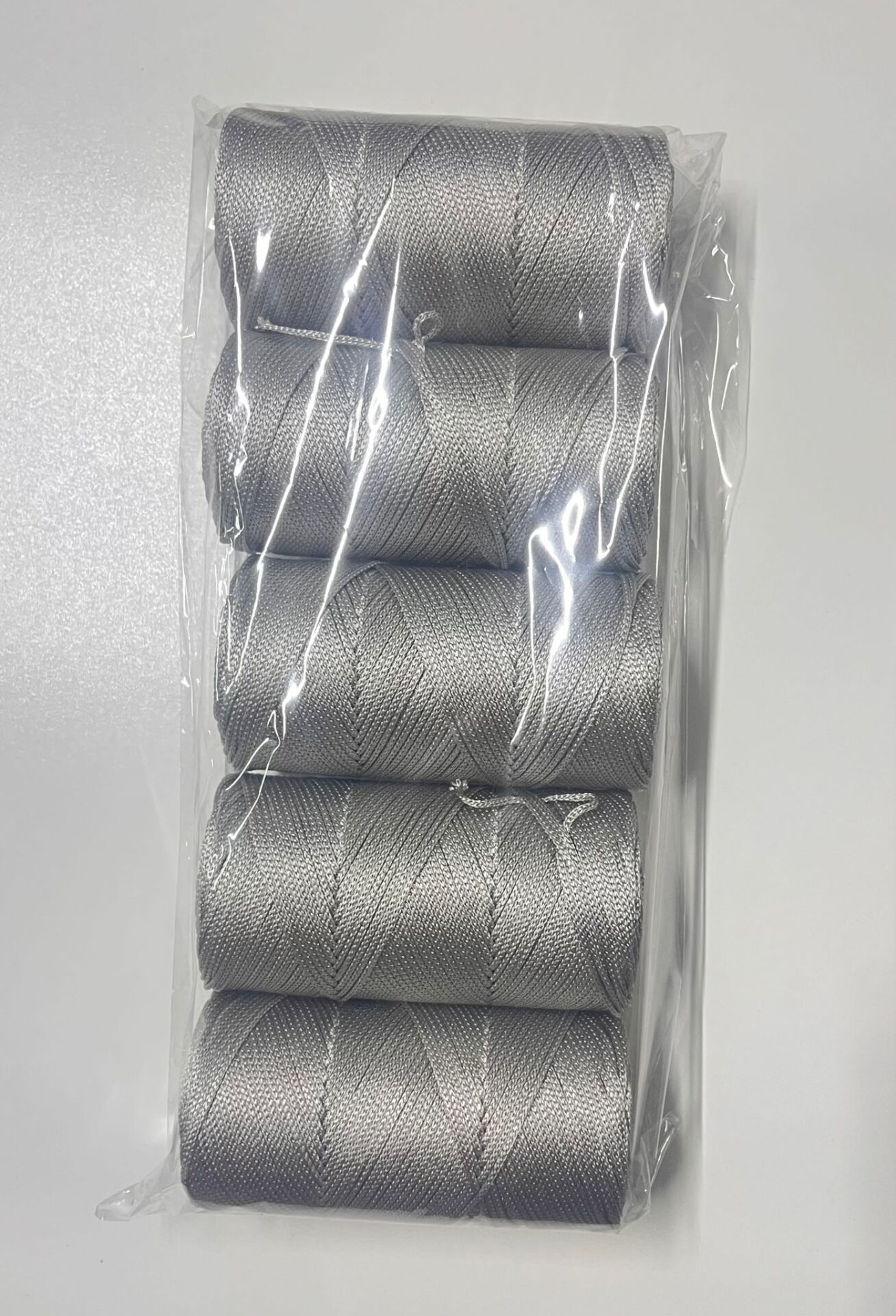 Polyester Soft Makrome İpi 2mm Gümüş Gri - 5x200 Gram (Toplam 1Kg)
