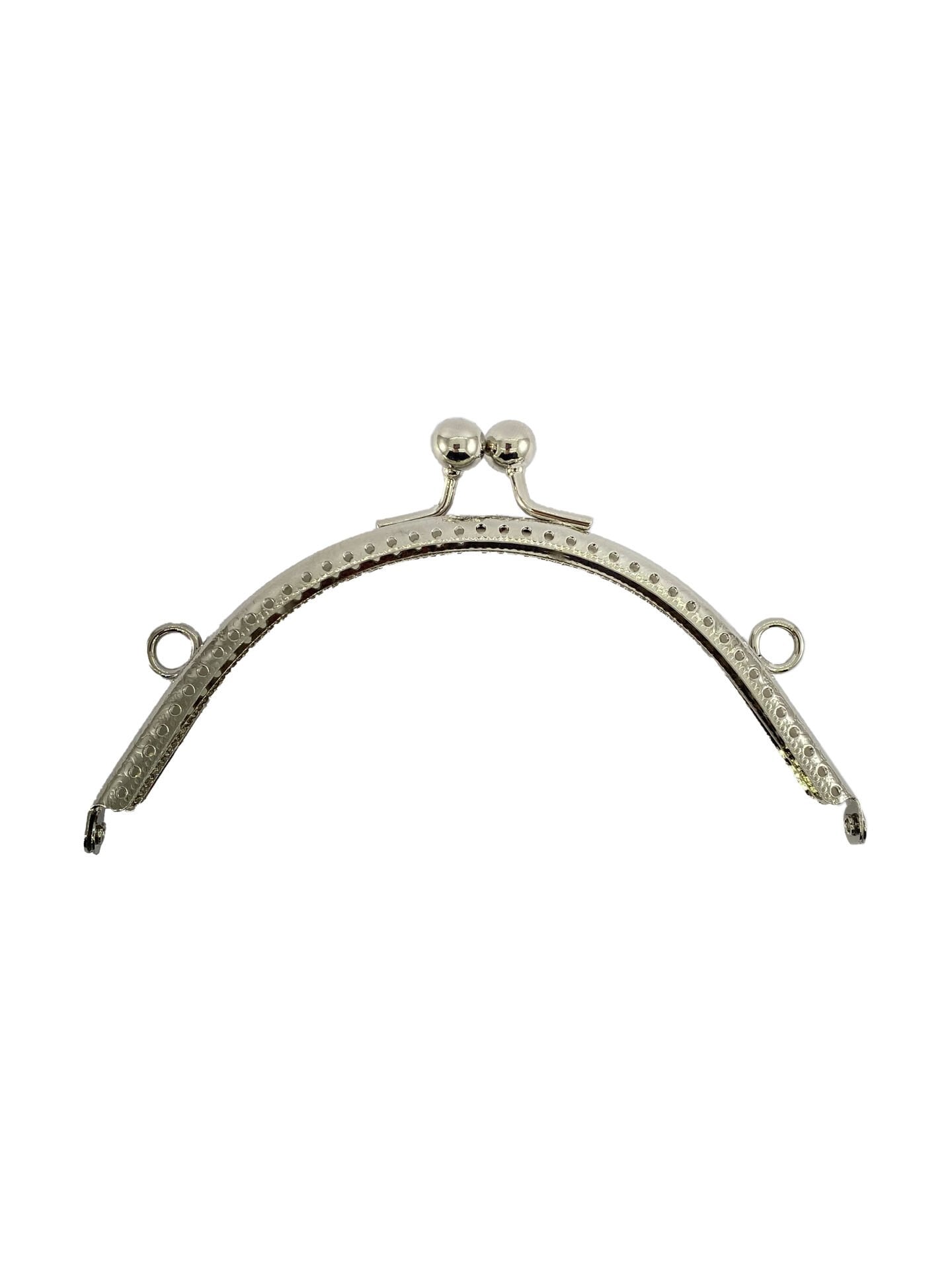 Klipsli Oval Metal  Çanta Bursu 13cm Gümüş Renk