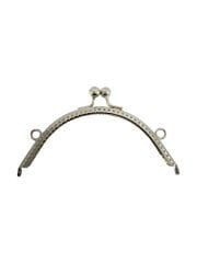 Klipsli Oval Metal  Çanta Bursu 13cm Gümüş Renk