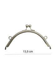 Klipsli Oval Metal  Çanta Bursu 13cm Gümüş Renk