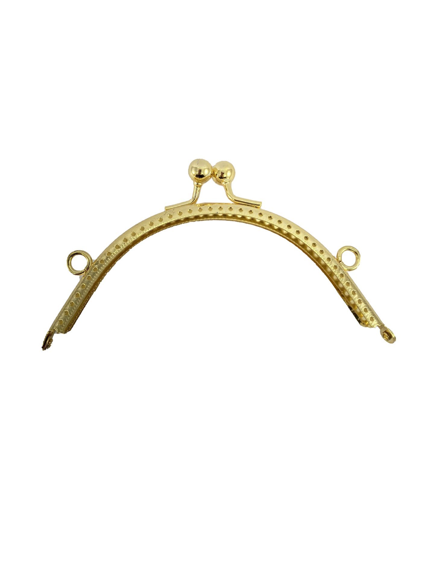 Klipsli Oval Metal  Çanta Bursu 13cm Gold