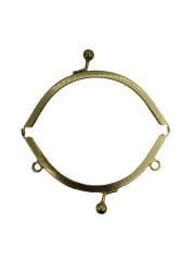 Klipsli Oval Metal  Çanta Bursu 13cm Gold