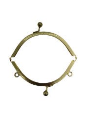 Klipsli Oval Metal  Çanta Bursu 13cm Gold