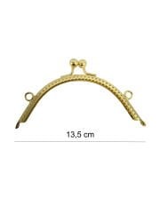Klipsli Oval Metal  Çanta Bursu 13cm Gold