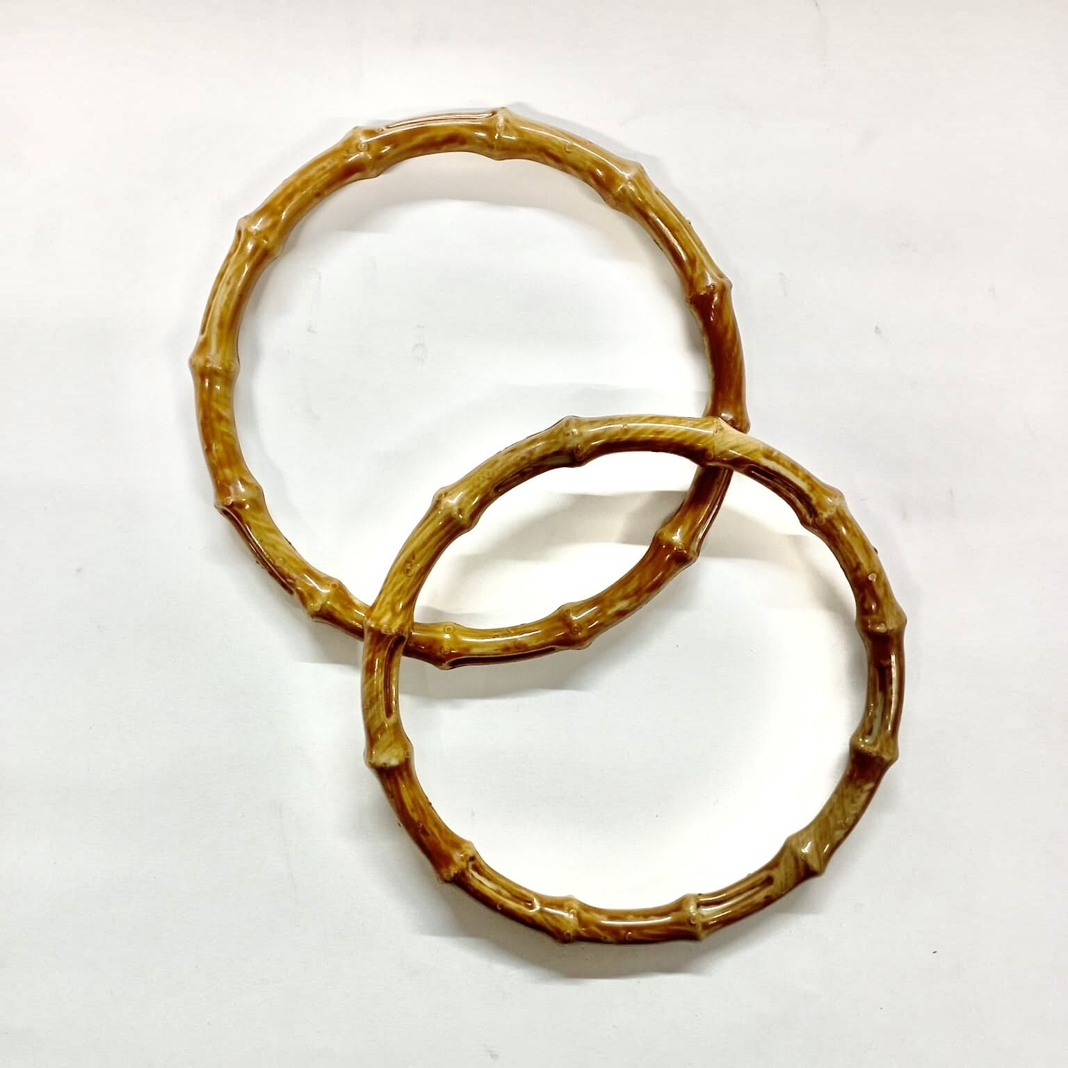 Plastik Ahşap Bambu Görünümlü Halka  Model Çanta Sapı (Kulp) 03
