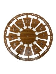 Ahşap Makrome Saat Kasnağı Ceviz 40 Cm