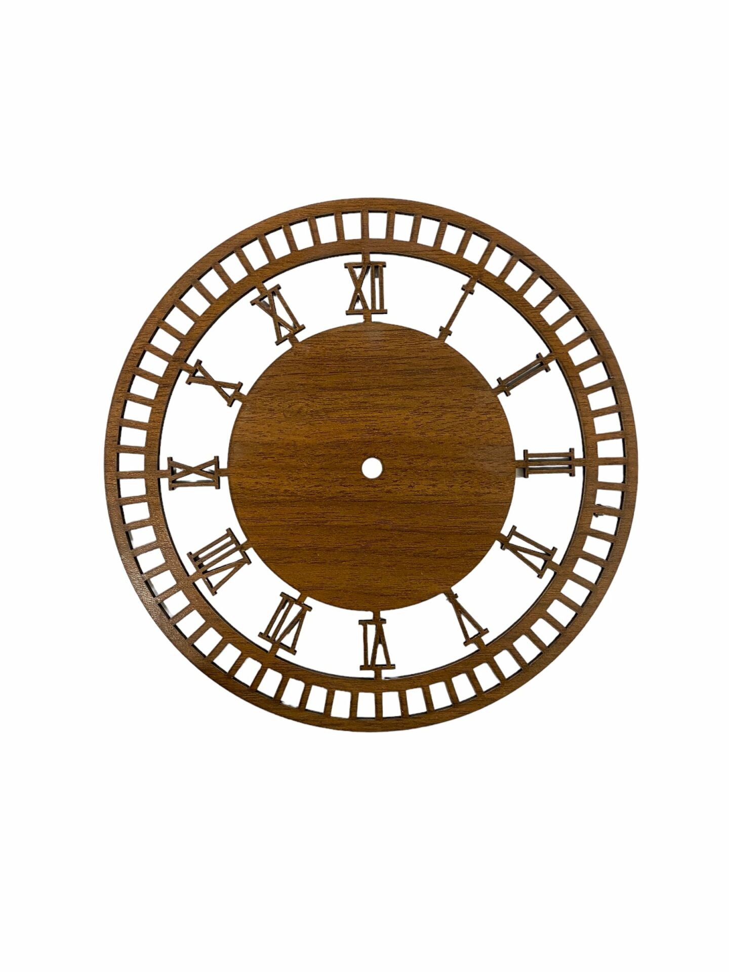 Ahşap Makrome Saat Kasnağı Romen Rakamlı Ceviz 20 Cm