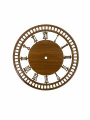 Ahşap Makrome Saat Kasnağı Romen Rakamlı Ceviz 20 Cm