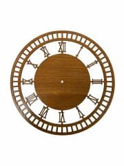 Ahşap Makrome Saat Kasnağı Romen Rakamlı Ceviz 40 Cm