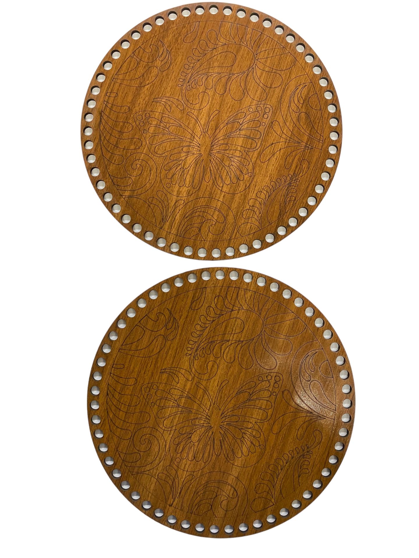 Ahşap Kelebek Desenli Sepet-Çanta Tabanı 20 cm Ceviz Çift Yüz 3 mm MDF