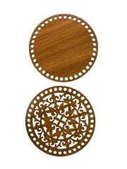 Ahşap Desenli Sepet Tabanı +Kapağı 15 cm Ceviz Çift Yüz 3 mm MDF