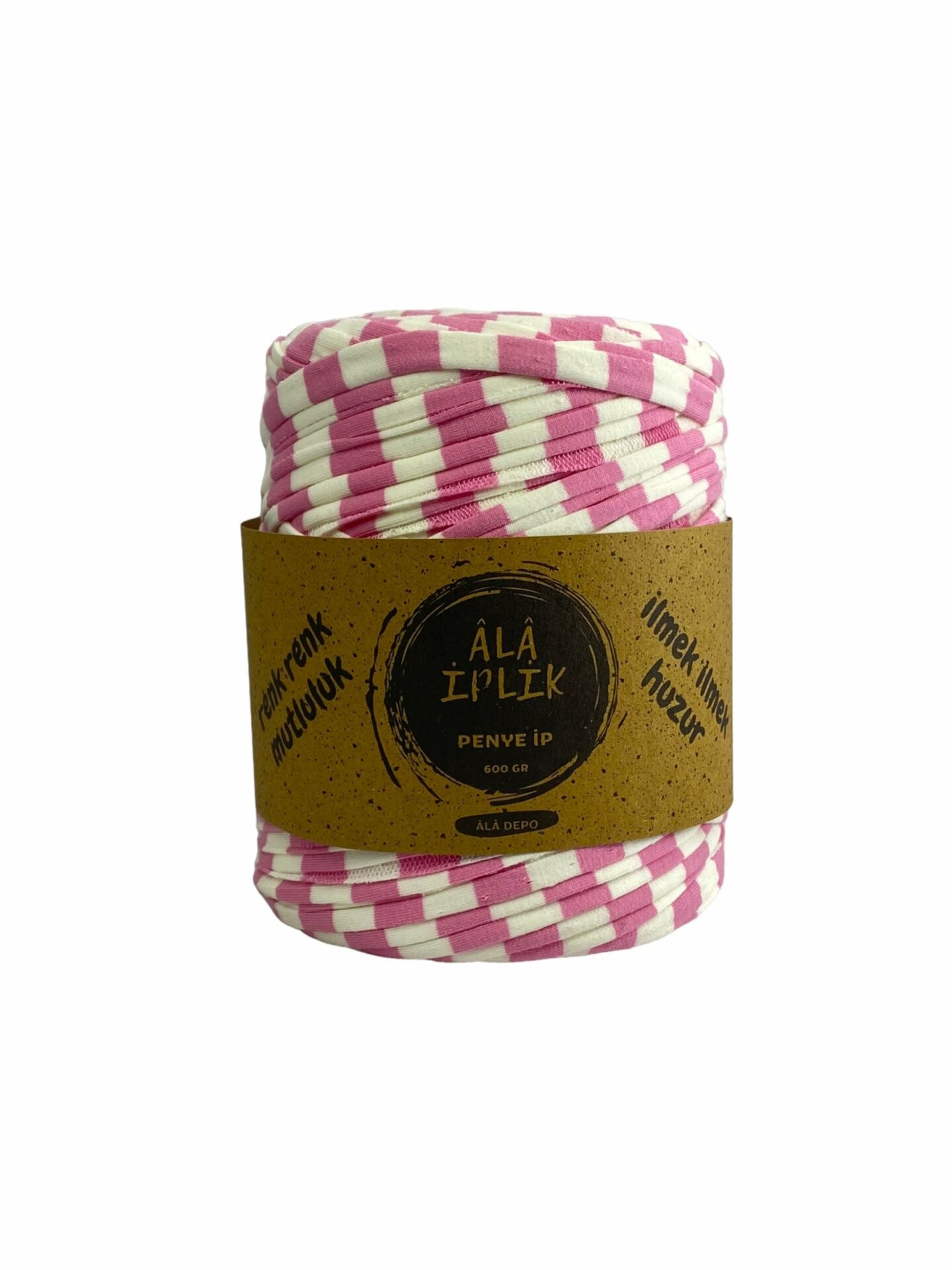 Penye İp Çanta Sepet Paspas Örgü İpi 600 Gram Pembe Desenli ADPP417