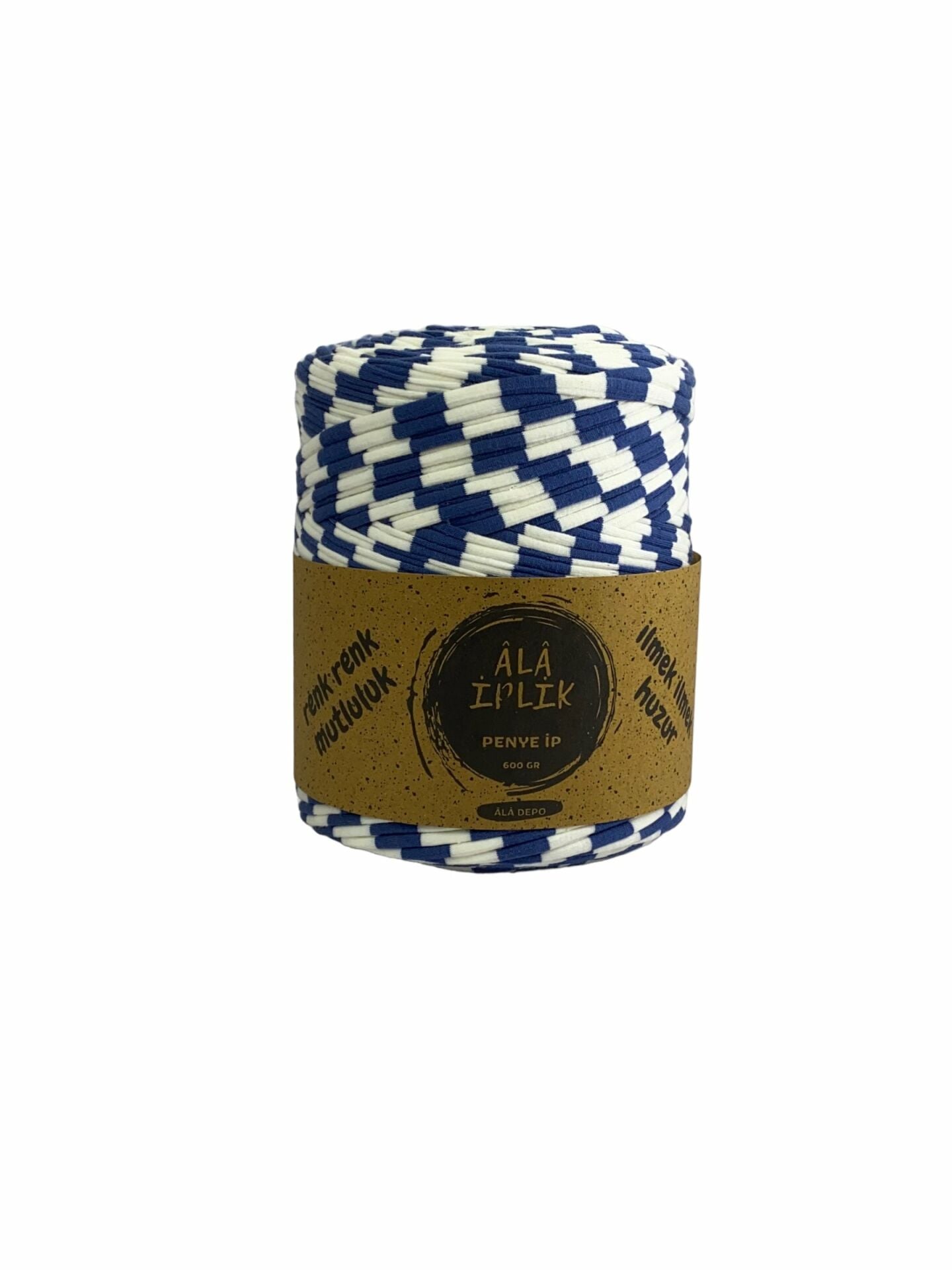 Penye İp Çanta Sepet Paspas Örgü İpi 600 Gram Lacivert Desenli ADPP424